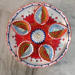 Divya Deepam: Hand-Painted Diya Thali Set