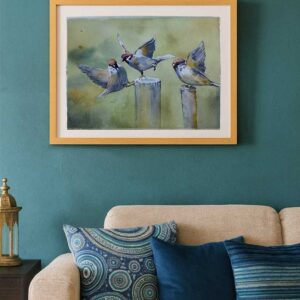"Chirp Circle" – Watercolor Birdscape by Ranjan Kurmi
