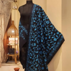 Black & Blue Cotton Kantha Work Dupatta