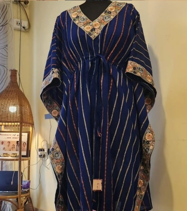 Blue Khesh Cotton Kaftan Dress