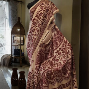 Blush Pink Blended Silk Kantha Saree