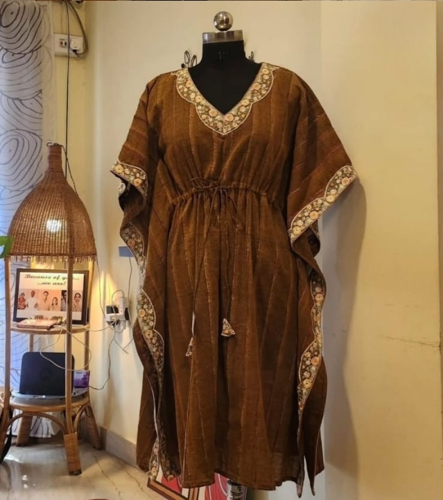 Brown Khesh Cotton Kaftan Dress