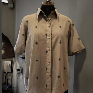 Grey Cotton Jamdani Top