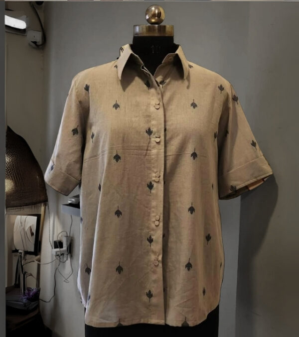 Grey Cotton Jamdani Top