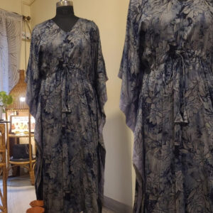 Grey Pure Cotton Kaftan Dress
