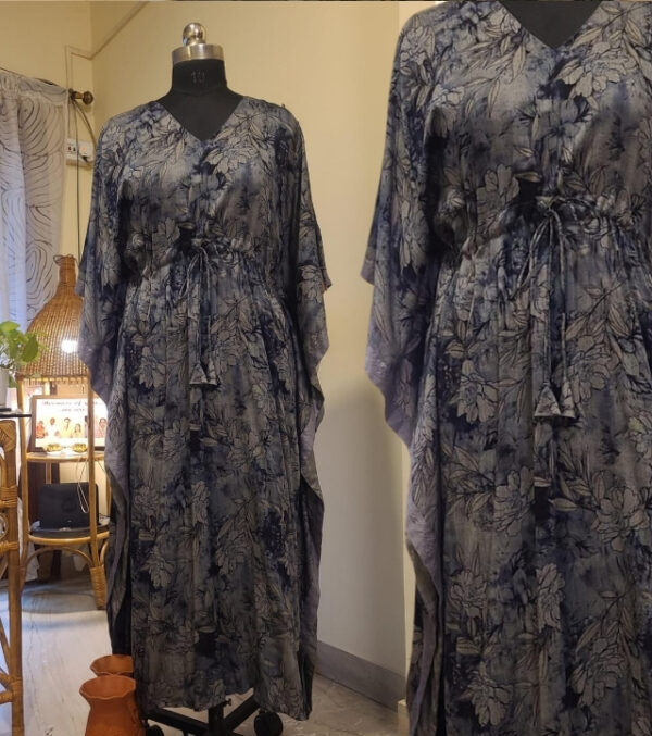 Grey Pure Cotton Kaftan Dress