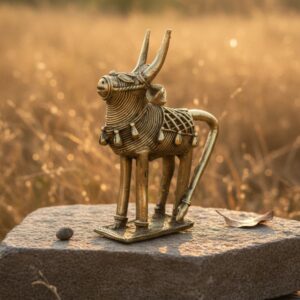 Handcrafted Dokra Brass Bull Showpiece - Rustic Tribal Art for Home Decor