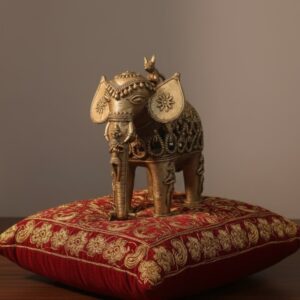 Handcrafted Brass Dokra Elephant – 10” x 11” Tribal Art Décor Piece