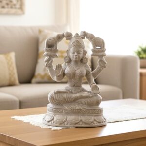 Hand-Carved Odisha Soapstone Gajalaxmi Idol (10 Inch) – Premium Goddess Lakshmi Statue for Home Décor, Wealth & Prosperity