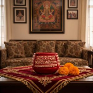 Authentic Hand-Painted Wooden Kunke - Ceremonial Vermilion Applicator for Bengali Groom (3 Inch)