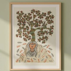 Handmade Gond Painting - Mother Earth & Tree of Life Theme (11x15 inches) - Without Frame