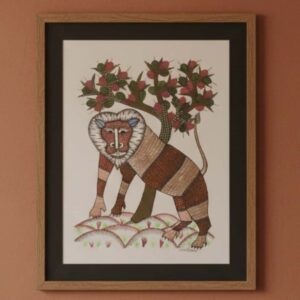 Authentic Handmade Gond Painting - Majestic Monkey & Tree Art (11x15 inches) - Without Frame
