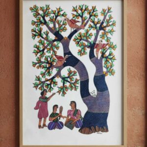 Authentic Gond Painting of Tribal Life | 36x24 Inch Handmade "Tree of Life" Art | Wall Decor (Without Frame)