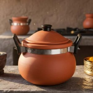 Authentic Handmade Clay Pot (2-Litre) - Traditional Terracotta Handi for Healthy Cooking