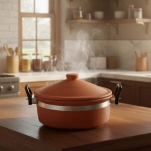 Authentic Handmade Deep Clay Pot (3-Litre) - Traditional Terracotta Handi for Healthy Cooking