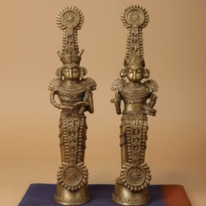 Handcrafted Brass Dokra Tribal Couple – 15” Authentic Heritage Décor Set