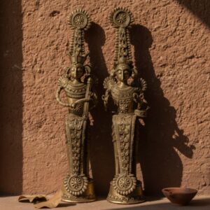Handcrafted Brass Dokra Tribal Couple – 17” Authentic Heritage Décor Set