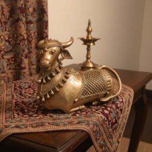 Handcrafted Brass Dokra Nandi – 6” x 10” Heritage Art Décor Piece