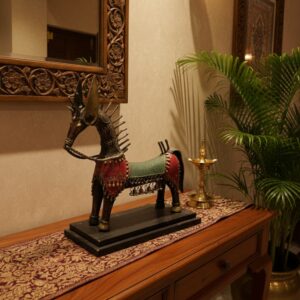 Handcrafted Brass Dokra Horse – Tribal Heritage Art Decor (7” x 18”)