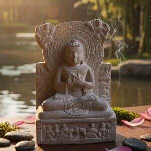 Handcrafted White Sandstone Buddha Statue (9 Inch) – Premium Meditation Idol for Home Décor, Serenity & Spiritual Gifts